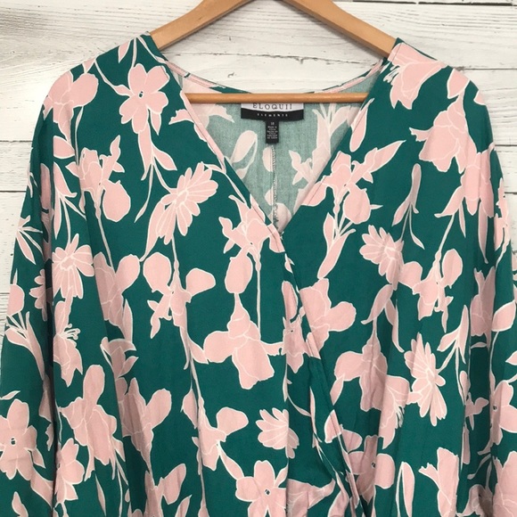 Nwt Eloquii Elements kimono sleeve Jumpsuit green pink floral multiple sizes - Picture 5 of 12